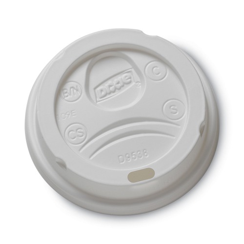 Food Trays, Containers, and Lids | Dixie 9538DX 8 oz. Drink-Thru Hot Drink Cup Lids - White (1000/Carton) image number 0