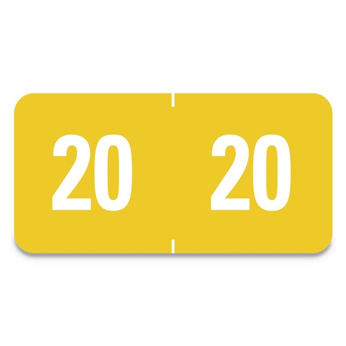  | Smead 67920 0.5 in. x 1 in. "20-in Yearly End Tab Folder Labels - Yellow (25 Labels/Sheet, 10 Sheets/Pack) image number 0