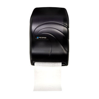 San Jamar 11.75 in. x 9 in. x 15.5 in. Electronic Touchless Roll Towel Dispenser - Black Pearl