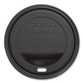 Cups and Lids | SOLO TLB316-0004 Traveler Cappuccino Style Dome Lid Fits 10 oz. to 24 oz. Cups - Black (1000/Carton) image number 1