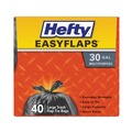 Trash Bags | Hefty E27744 30 in. x 33 in. 30-Gallon 0.85 mil Easy Flaps Trash Bags - Black (40/Box, 6 Boxes/Carton) image number 0