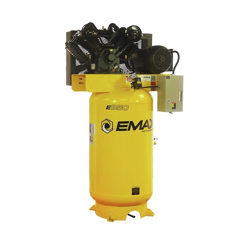 Portable Air Compressors | EMAX ESL10V080V1 10 HP 80 Gallon 2-Stage Single Phase 38 CFM 100 PSI Industrial V4 Splash Lubricated Cast Iron Pump Electric Air Compressor image number 0