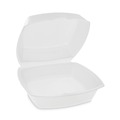 Mothers Day Sale! Save an Extra 10% off your order | Pactiv Corp. YTH100800000 6.38 in. x 6.38 in. x 3 in. Foam Hinged Lid Container With Single Tab Lock - White (500/Carton) image number 1