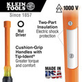 Nut Drivers | Klein Tools 646-1/4-INS 6 in. Hollow Shaft 1/4 in. Insulated Nut Driver image number 1