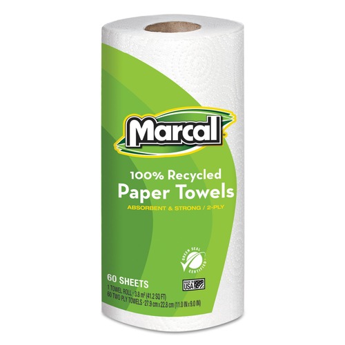 Mothers Day Sale! Save an Extra 10% off your order | Marcal 6709 2 Ply 9 in. x 11 in. 60 Sheets 100% Premium Recycled Kitchen Roll Towels (15/Carton) image number 0