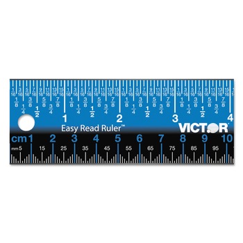 Victor EZ12SBL Easy Read 12.5 in. Long Standard/Metric Stainless Steel Ruler - Blue