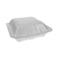 Percentage Off | Pactiv Corp. YTD19903ECON 3 Compartment 9.13 in. x 9 in. x 3.25 in. Dual Tab Lock Economy Foam Hinged Lid Containers - White (150/Carton) image number 0