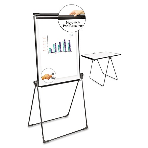  | Universal UNV43030 29 in. x 41 in. Foldable Double-Sided Dry Erase Easel With 2 Configurations - White Surface/Black Plastic Frame image number 0