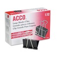  | ACCO A7072100B Large Binder Clips with 1-1/16 in. Capacity - Black/Silver (1-Dozen) image number 1