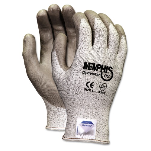 Work Gloves | MCR Safety 9672M Memphis Dyneema Polyurethane Gloves - Medium, White/Gray (1-Pair) image number 0