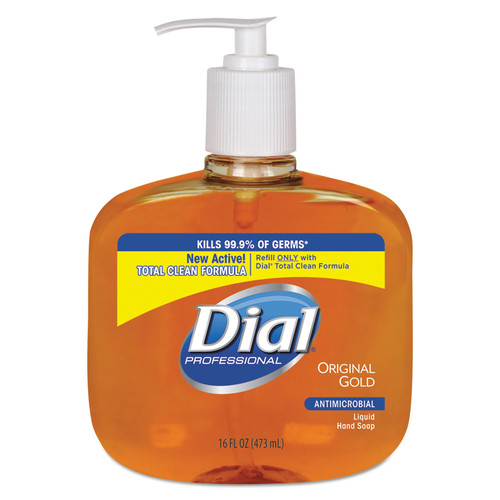 Cleaning & Janitorial Supplies | Dial Professional 80790 Gold Antimicrobial Hand Soap, Floral Fragrance, 16oz Pump Bottle, 12/carton image number 0