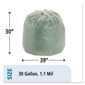 Percentage Off | Stout by Envision E3039E11 EcoSafe-6400 30 in. x 39 in. 1.1 mil. 30 Gallon Compostable Bags - Green (48/Box) image number 6