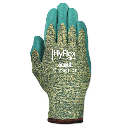 Cleaning Gloves | AnsellPro 103366 12-Pair HyFlex Medium-Duty Kevlar/Nitrile Gloves - Blue/Green, Size 8 image number 0