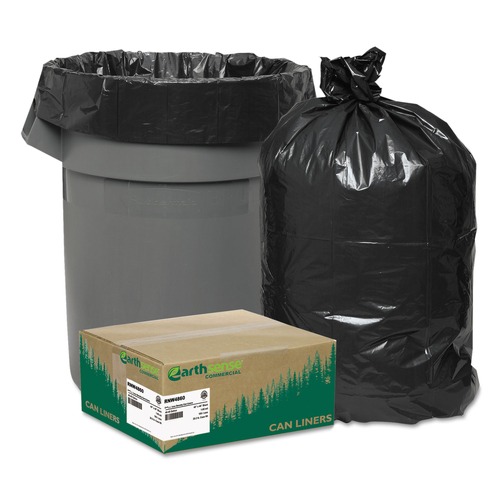 Mothers Day Sale! Save an Extra 10% off your order | Earthsense Commercial 1507739 40 in. x 46 in. 45 gal. 1.65 mil Linear Low Density Recycled Can Liners - Black (100/Carton) image number 0