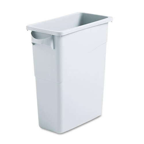 Trash & Waste Bins | Rubbermaid Commercial 1971258 15.875 Gallon Rectangular Plastic Slim Jim Waste Container with handles - Light Gray image number 0