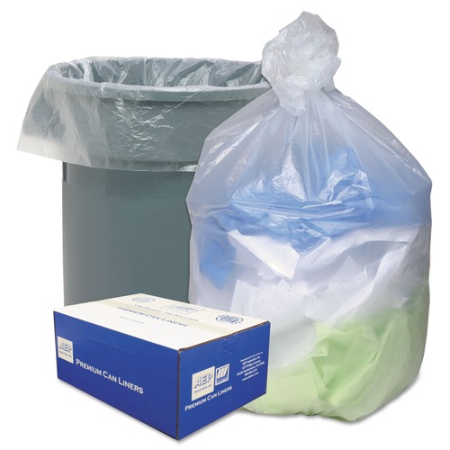 Trash Bags | Ultra Plus 1507252 60 Gallon 14 microns 38 in. x 60 in. Can Liners - Natural (200/Carton) image number 0