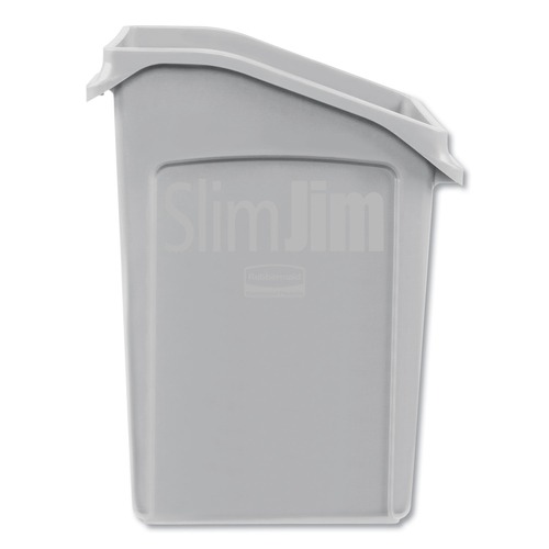 Rubbermaid Commercial Light Gray Rectangle Slim Jim Confidential Document Receptacle with Lid, 23 Gallon