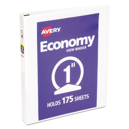  | Avery 05711 Economy 1 in. Capacity 11 in. x 8.5 in. View Binder with 3 Round Rings - White image number 0