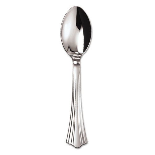 Mothers Day Sale! Save an Extra 10% off your order | WNA WNA 620155 6 1/4 in. Reflections Design Heavyweight Plastic Spoons - Silver (600/Carton) image number 0