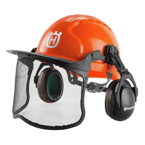 Protective Head Gear | Husqvarna 592752602 Functional Pro Forest Chainsaw Helmet with Metal Mesh Face Shield - Orange image number 0