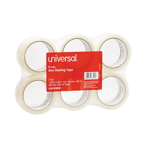 Mothers Day Sale! Save an Extra 10% off your order | Universal UNV63000 3 in. Core 1.88 in. x 60 yds. General-Purpose Box Sealing Tape - Clear (6/Pack) image number 0