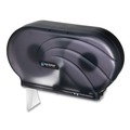 Mothers Day Sale! Save an Extra 10% off your order | San Jamar R4090TBK 9 in. Roll 19 in. x 5.25 in. x 12 in. JBT Twin Toilet Oceans Tissue Dispenser - Transparent Black Pearl image number 1