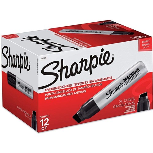 12 Sharpie Chisel Tip Markers Permanent BLACK Ink Large Broad Marker  12-count