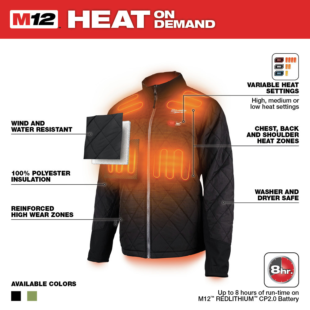 Milwaukee 203B-21M M12 Heated AXIS Jacket Kit (Medium/Black) New ...