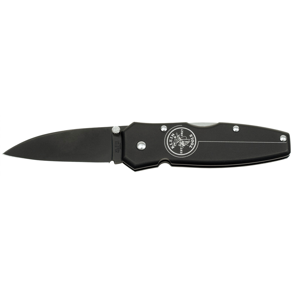 Klein Tools 44001-BLK Lightweight Lockback Knife with 2-1/2-Inch Drop-Point Blade and Black Aluminum Handle