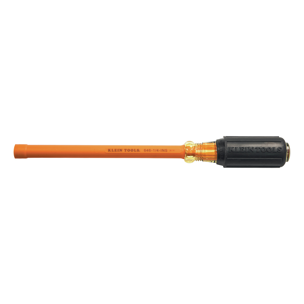 Klein Tools 46-1/4-INS Insulated 1/4-Inch Nut Driver with 6-Inch Hollow Shaft and Cushion Grip Handle