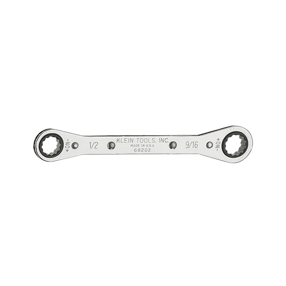 Klein Tools 68202 Ratcheting Box Wrench 1/2-Inch x 9/16-Inch with Reverse Ratcheting and Chrome Plated Finish