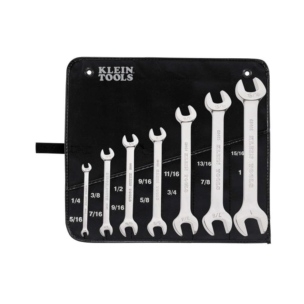 Klein Tools 68452 Open End SAE Wrench Set, 7-Piece With Rolling Pouch