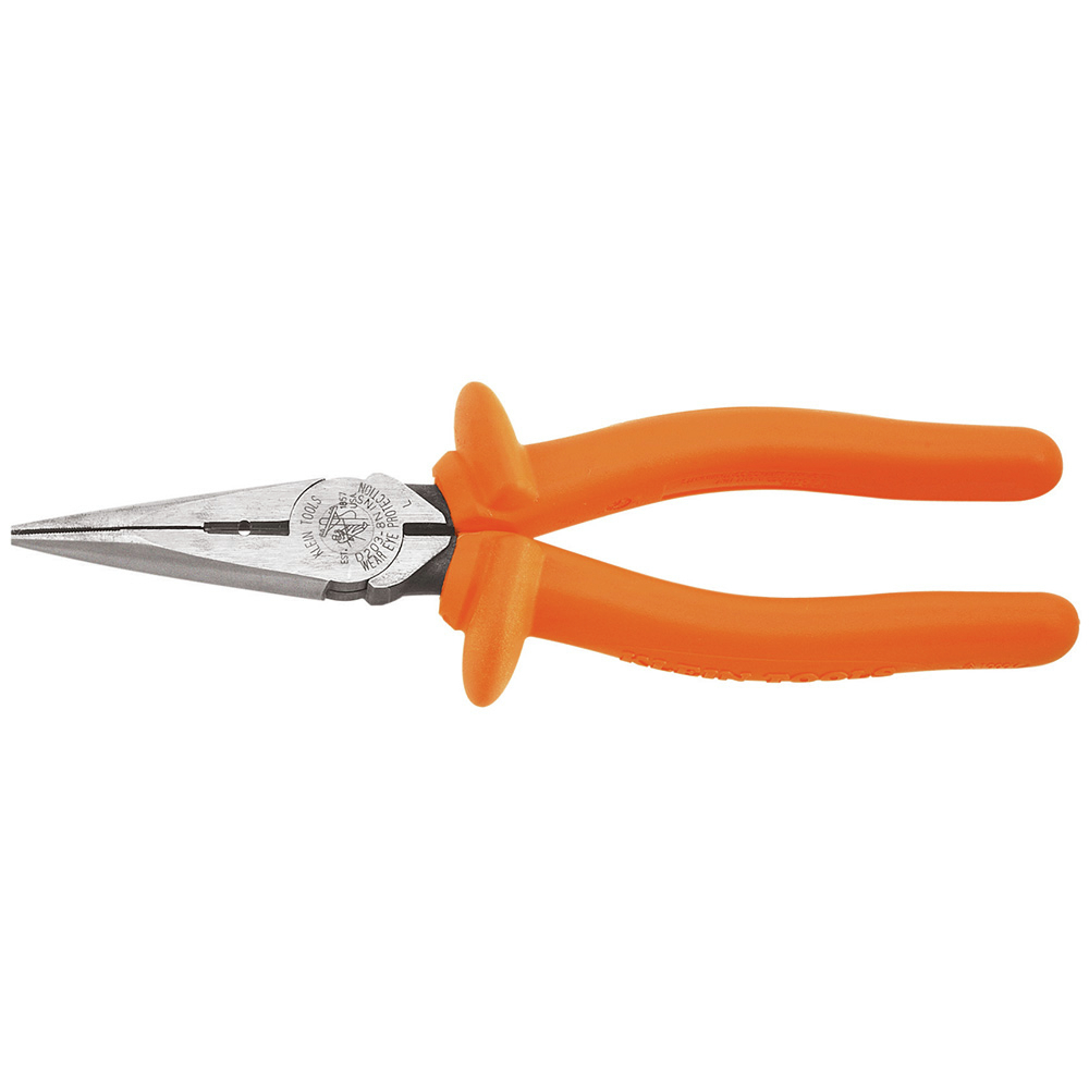 Klein Tools D203-8-INS Long Nose Side Cutter Insulated Pliers 8-Inch