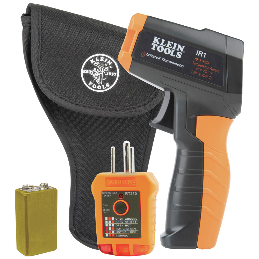 Klein Tools IR1KIT Infrared Thermometer and GFCI Receptacle Tester Kit