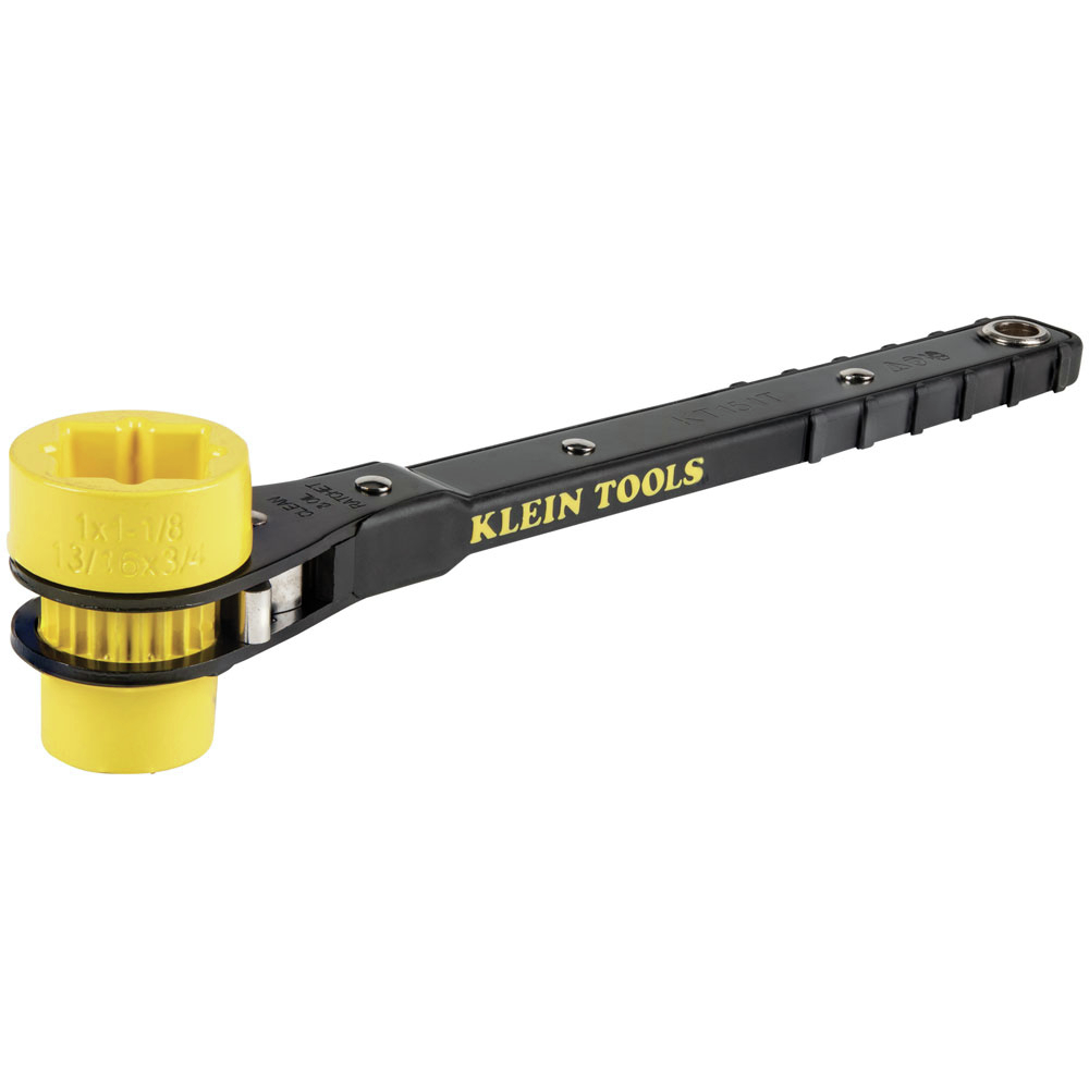 Klein Tools KT151T Lineman's Ratcheting Wrench with Bolt-Through Design