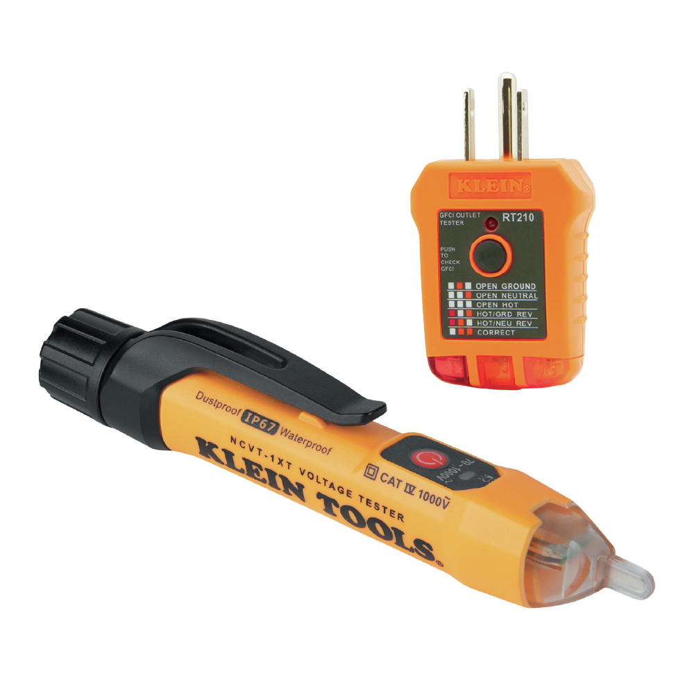 Klein Tools NCVT1XTKIT Non-Contact Voltage Detector Pen and GFCI Outlet Premium Test Ki