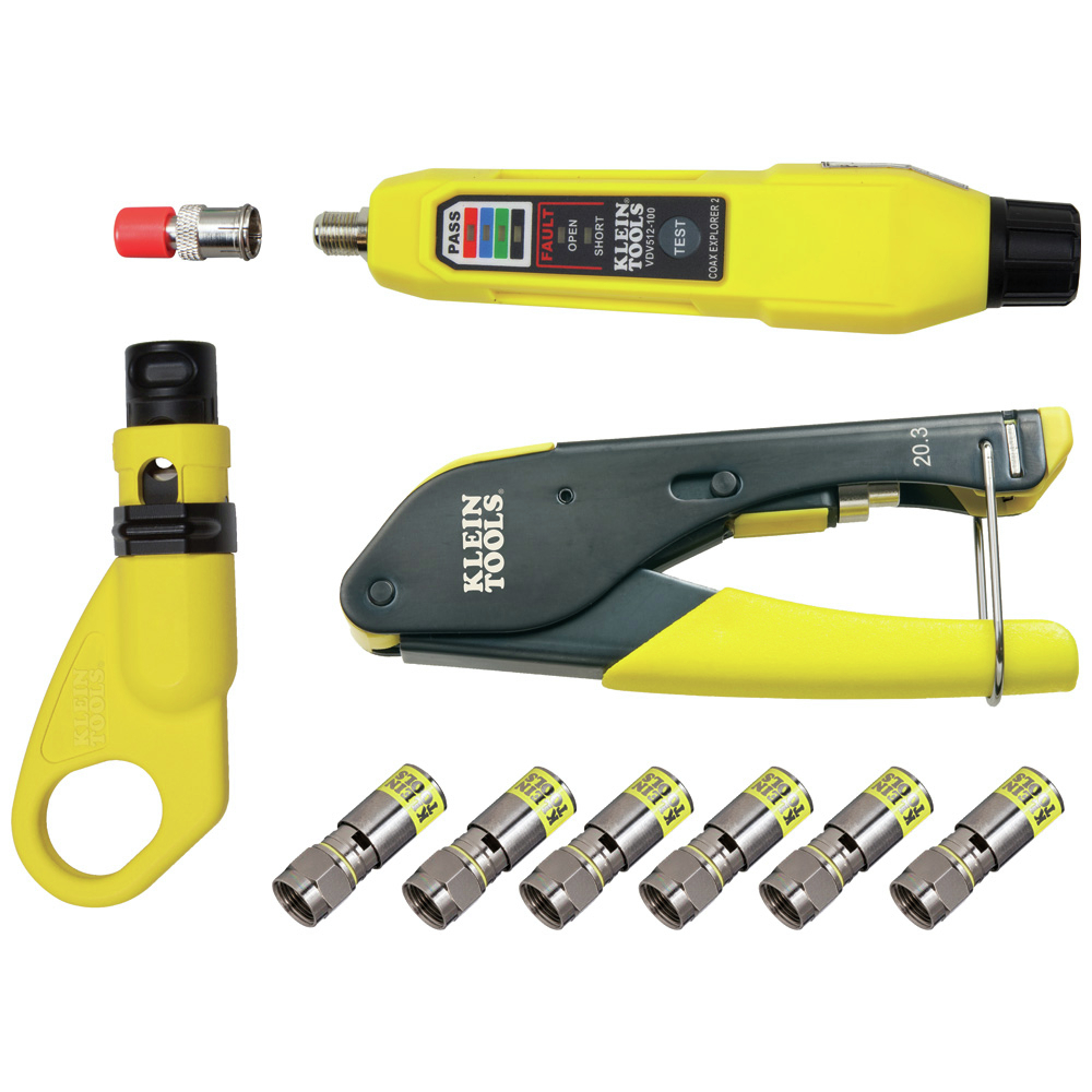 Klein Tools VDV002-818 Coax Install and Test Kit with Crimp Tool