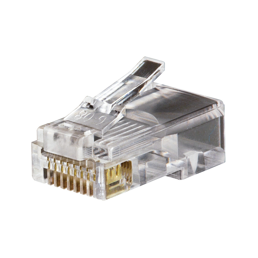Klein Tools VDV826-602 RJ45 Connectors, Cat5e Modular Data Plugs with 3-pronged Contact for Solid or Stranded Conductors, 50-Pack